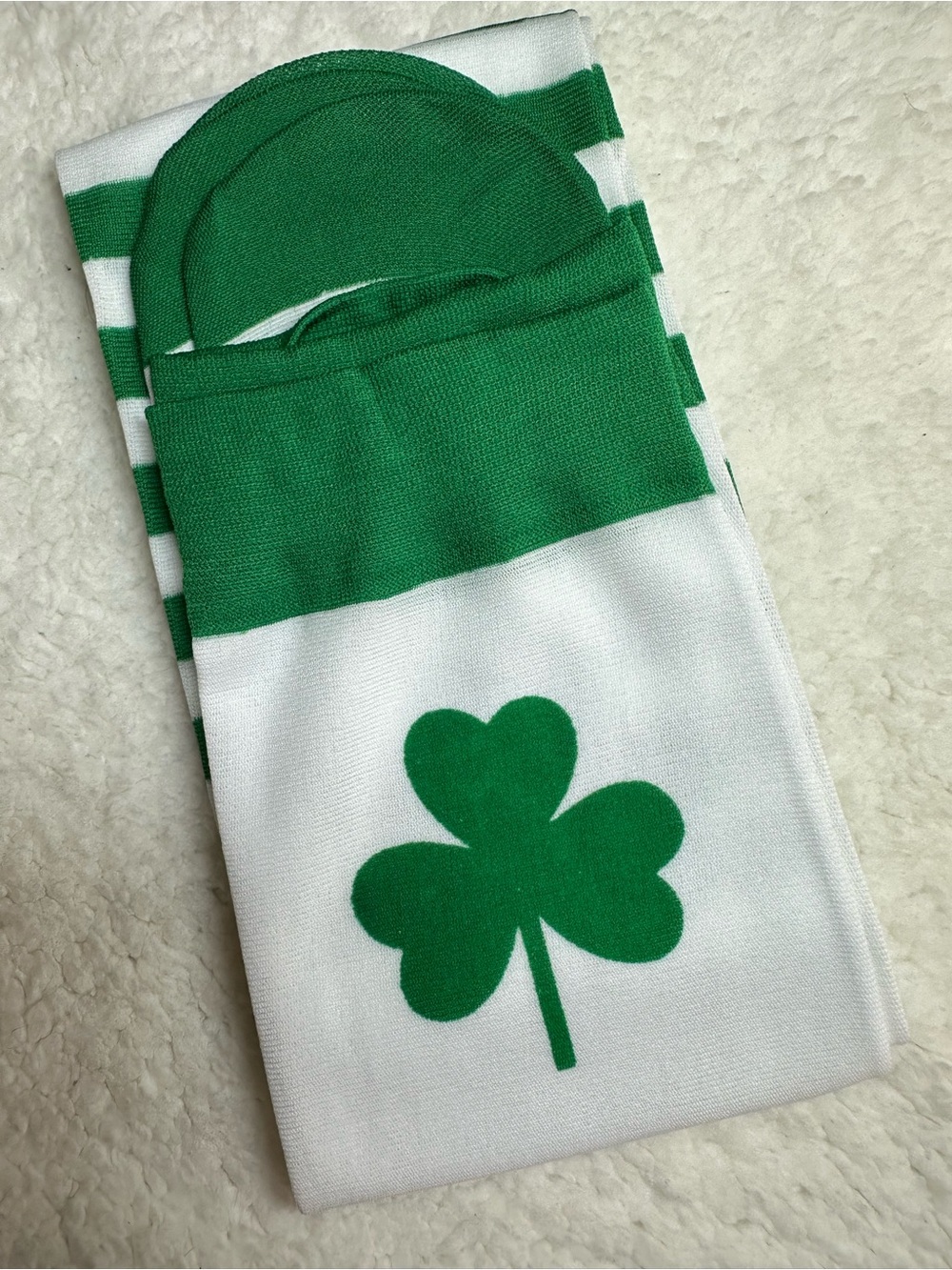 Green Striped Clover Over-the-Knee Socks - Picture 3 of 4